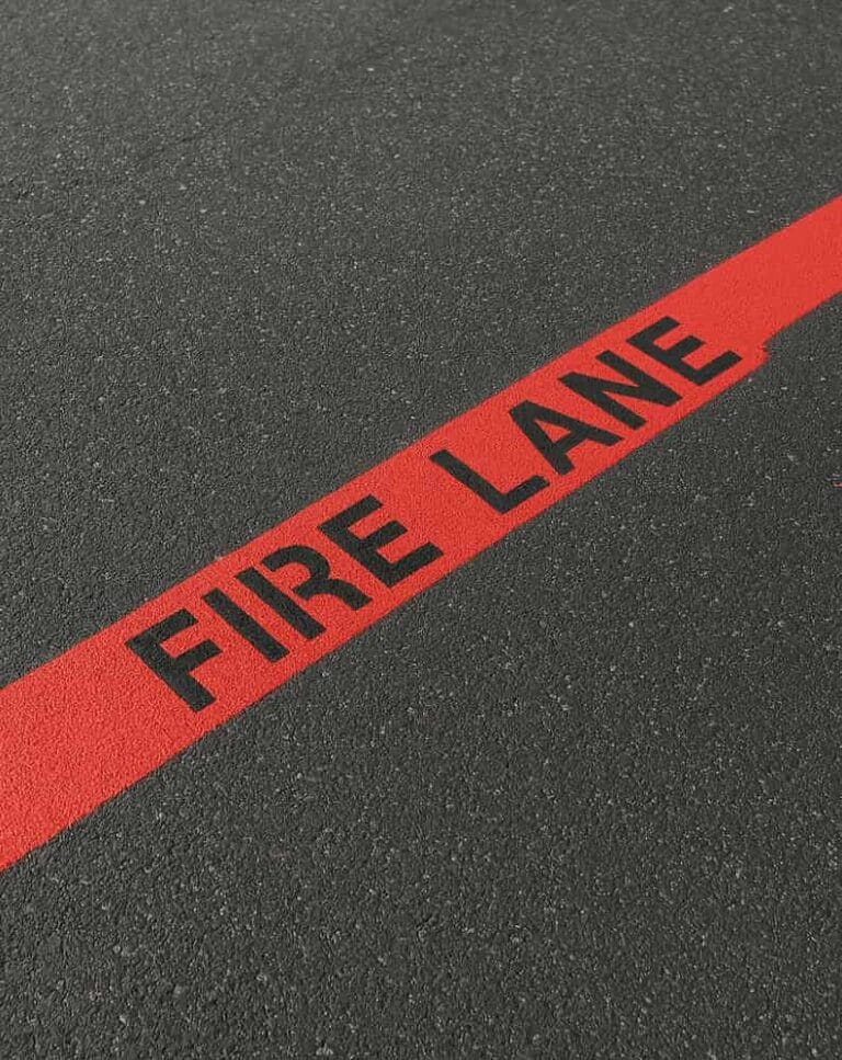 Fire lane striping Ocala red curb example